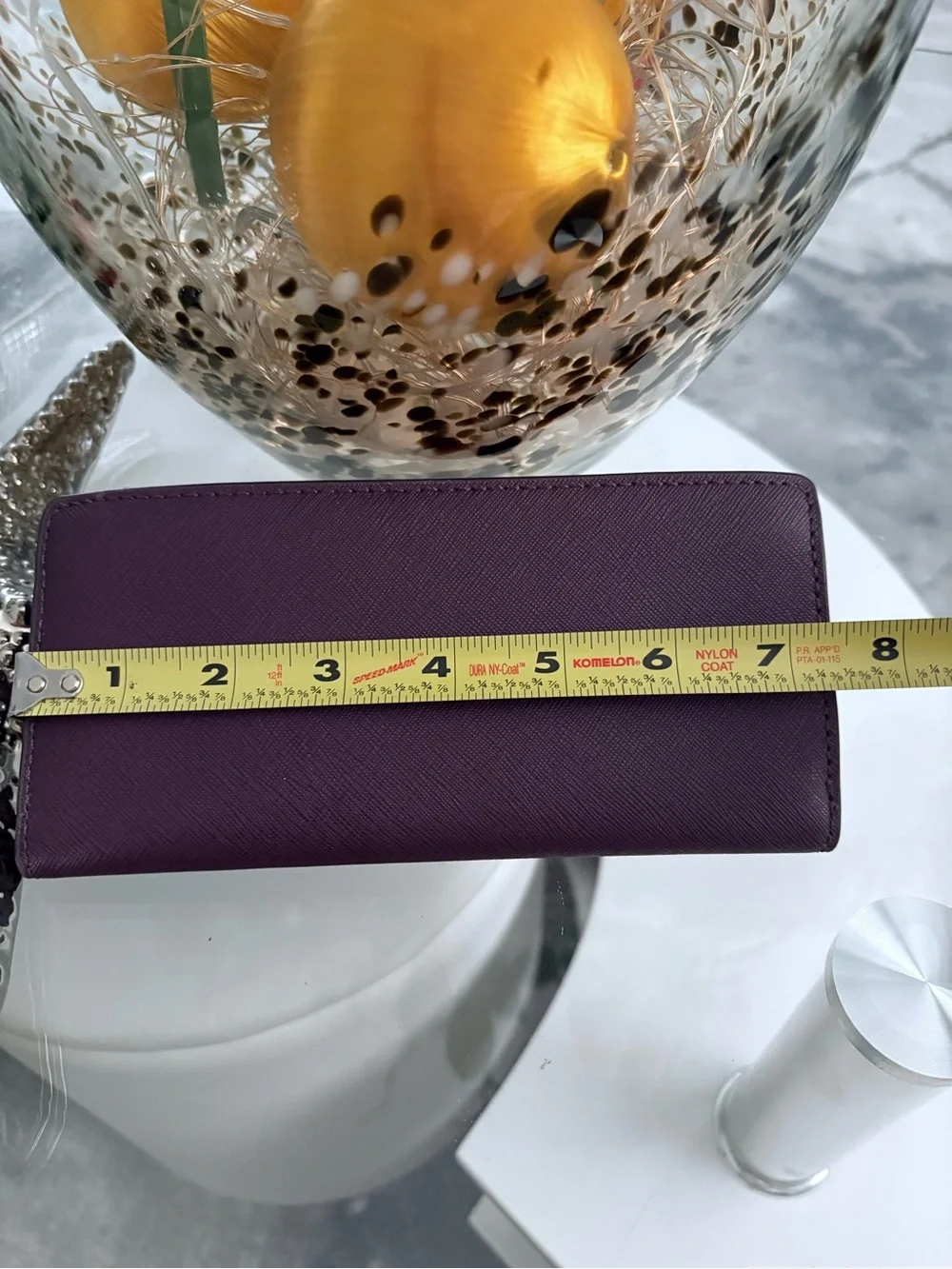 Michael Kors Plum Saffiano Zip Wallet with Gold Logo - Picture 4 of 4